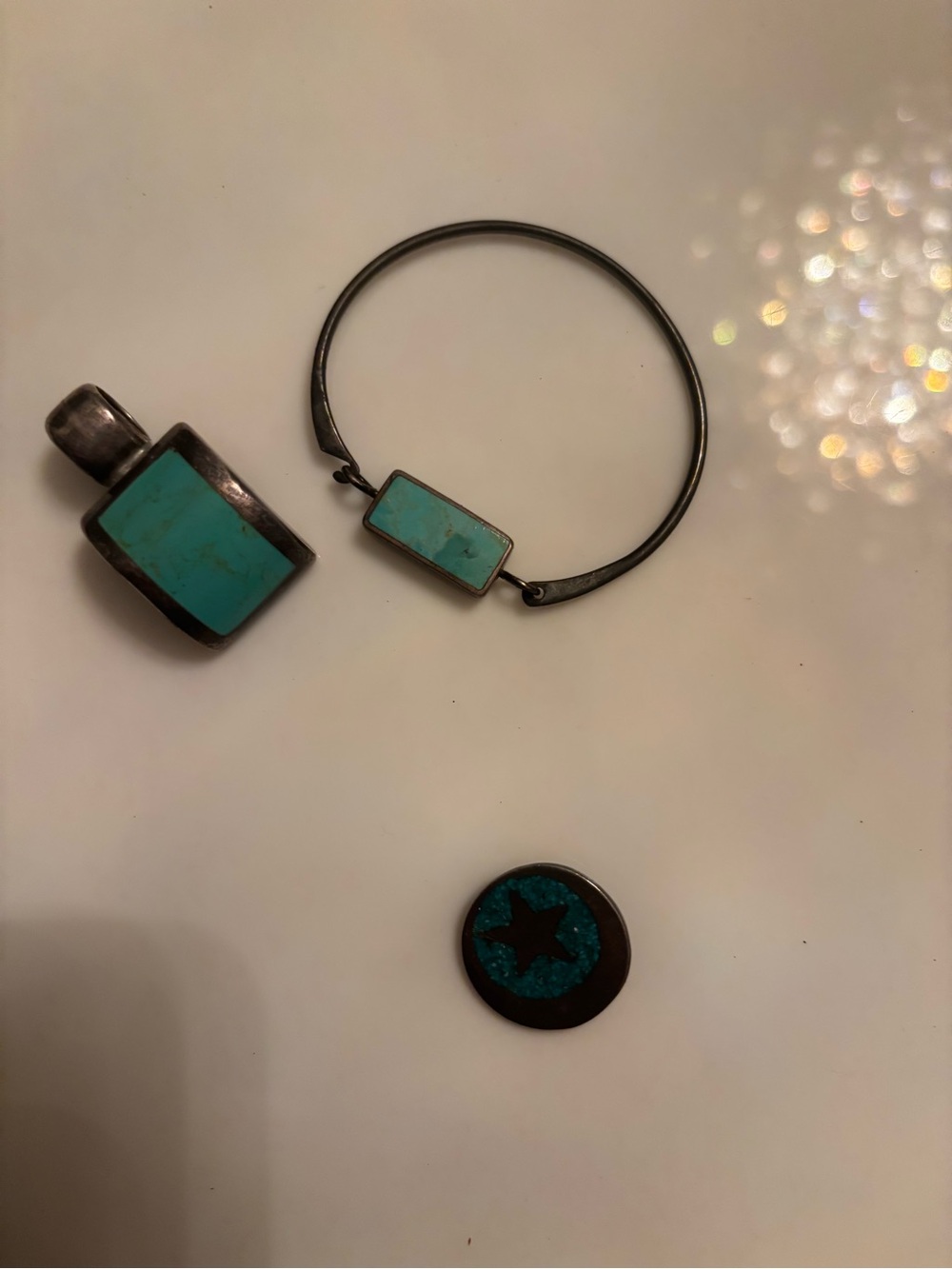 sterling silver and blue pendants and bracelet lot